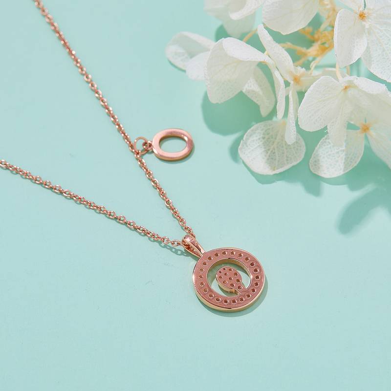 O pendant S925 silver plated rose gold Moissanite diamond light luxury letter necklace